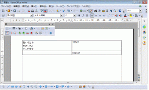 表のセル内で改行-OpenOfficeWriter