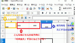 OpenOfficeCalc「中央揃え」