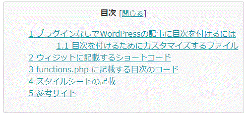 目次作成-WordPress