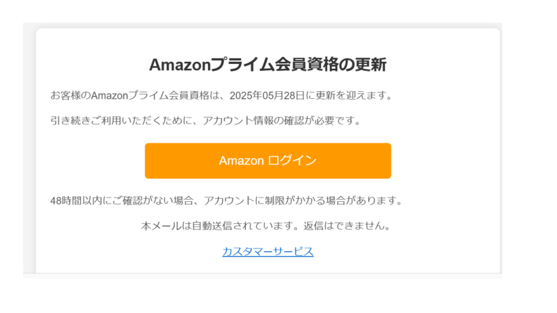 Amazonを名乗るメールの中身