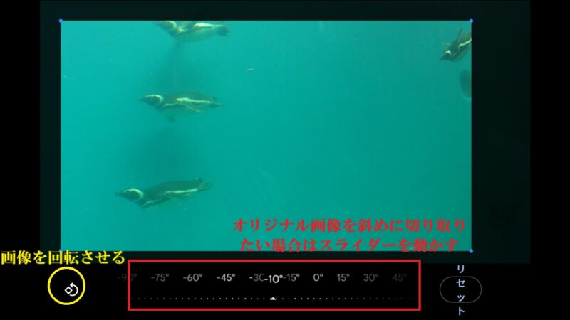 オリジナル画像の斜め部分を切り抜きたい場合-Googleフォト（PC版）